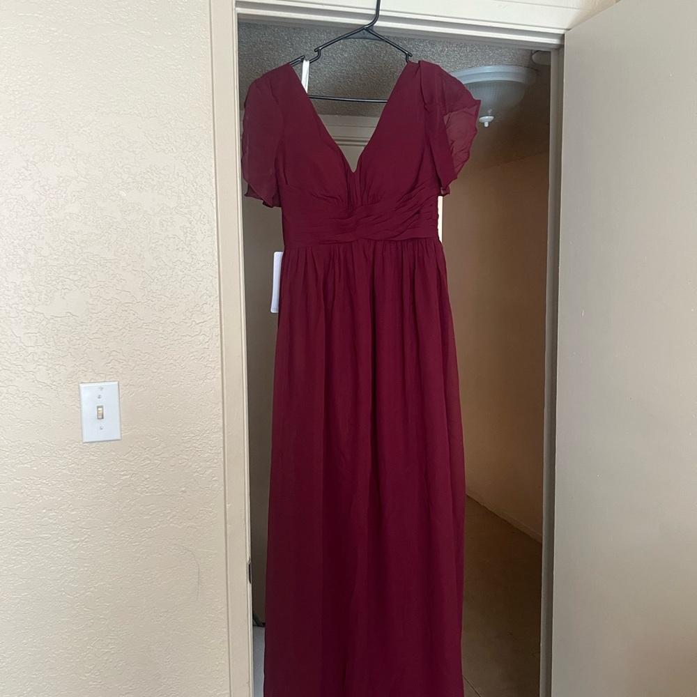 Azazie Bridesmaid Dress: Elegant Burgundy Evening Gown